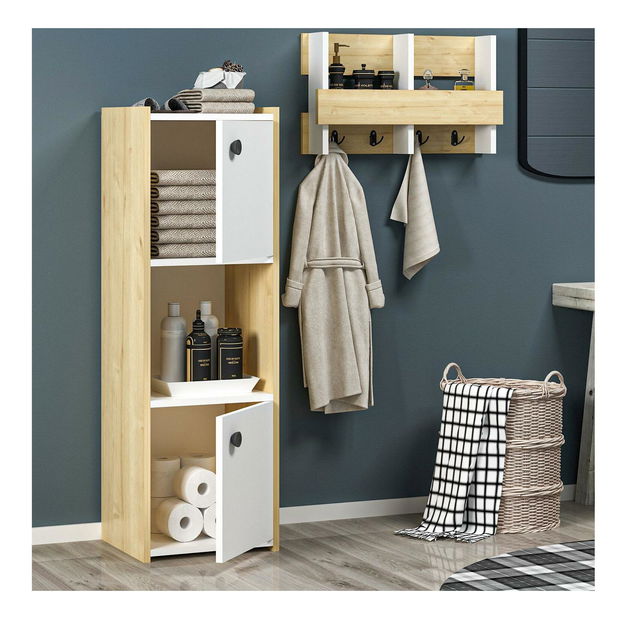 Kúpeľňová skrinka Satadu 2 (dub zafírový + biela) 