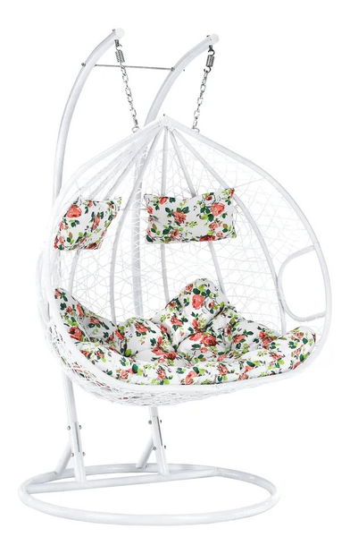 Závesné hojdacie dvojkreslo Dalvoa 2 (biela + vzor)