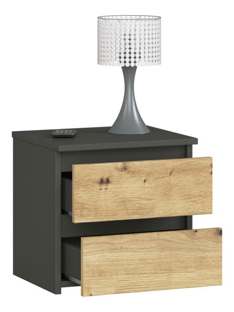 Nočný stolík Cleania CL2 (grafit sivý + dub artisan)