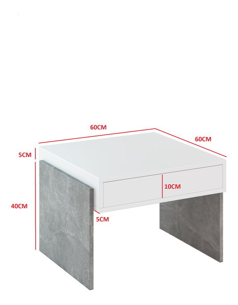 Dohányzóasztal Zantra (fehér + kő)