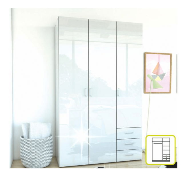 Ruhásszekrény Got 70427 3D (fehér + magasfényű fehér) *kiárusítás