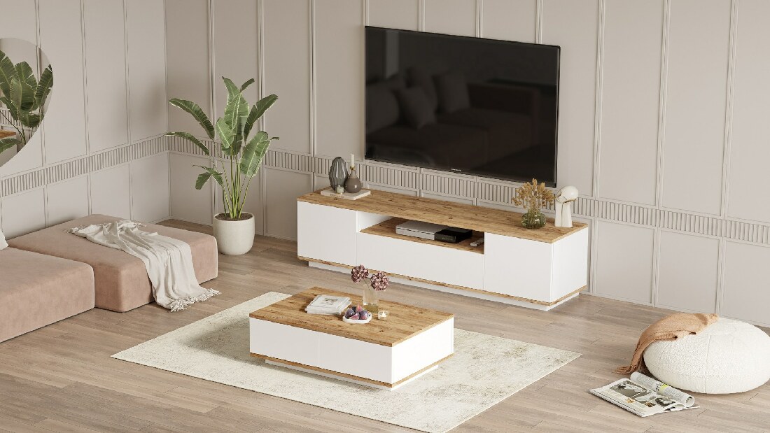 Mobilier living Freddie 17 (Pin atlantic + Alb)