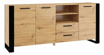 Komoda Nulakka D (dub artisan + matná čierna)