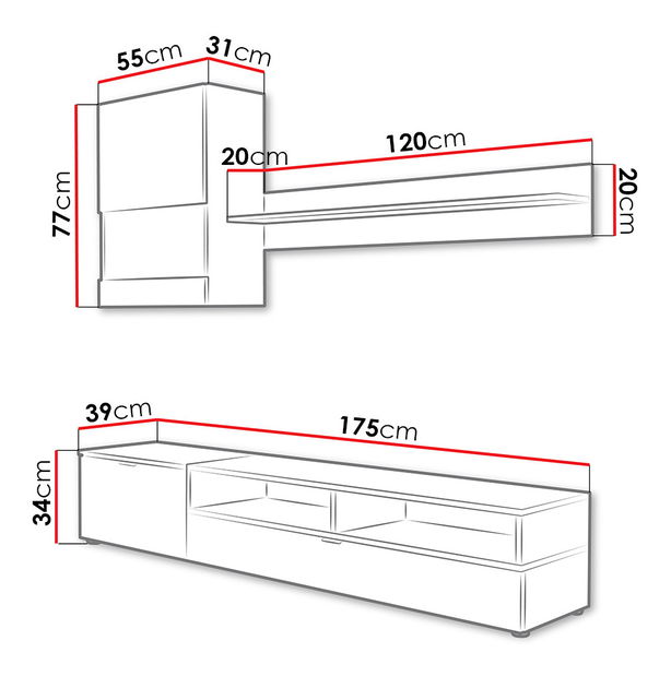 Obývacia stena Jammy (Biela + Dub zlatý)