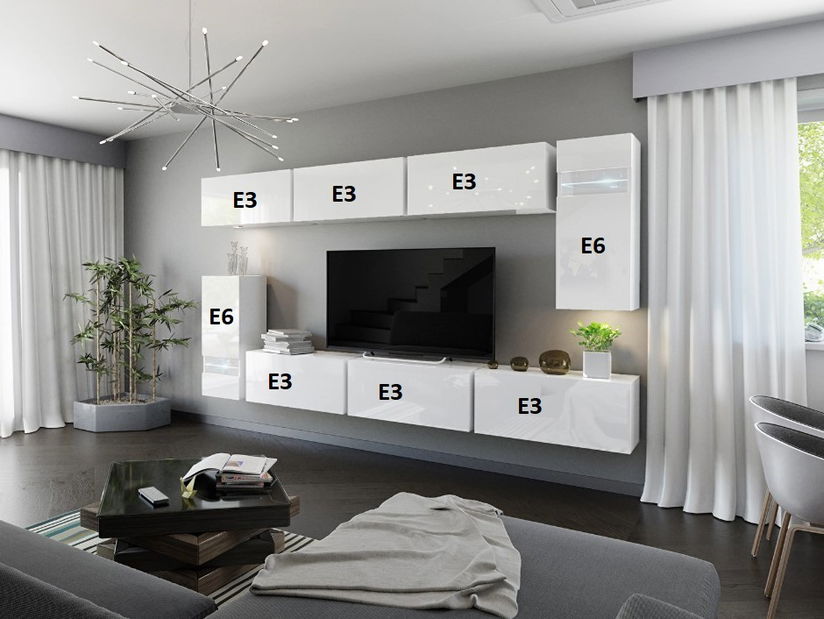 Mobilier living Marmara (alb + alb lucios) *lichidare de stoc