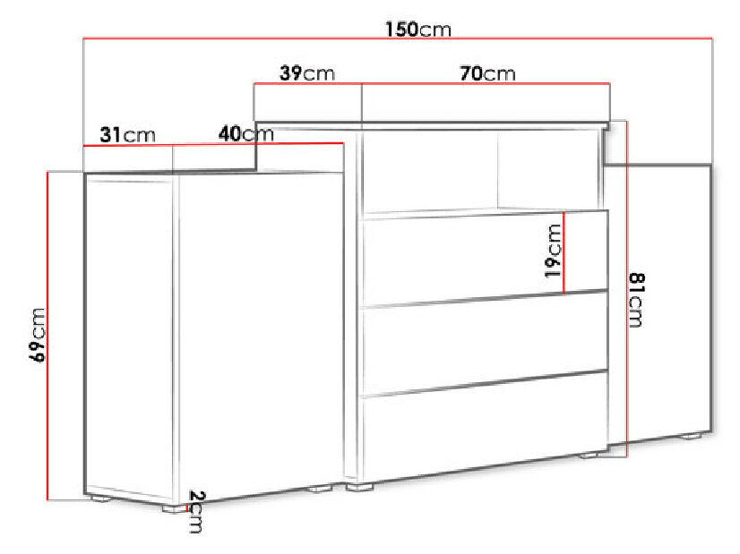 Komoda 150 cm Layla III (dub wotan) *výpredaj