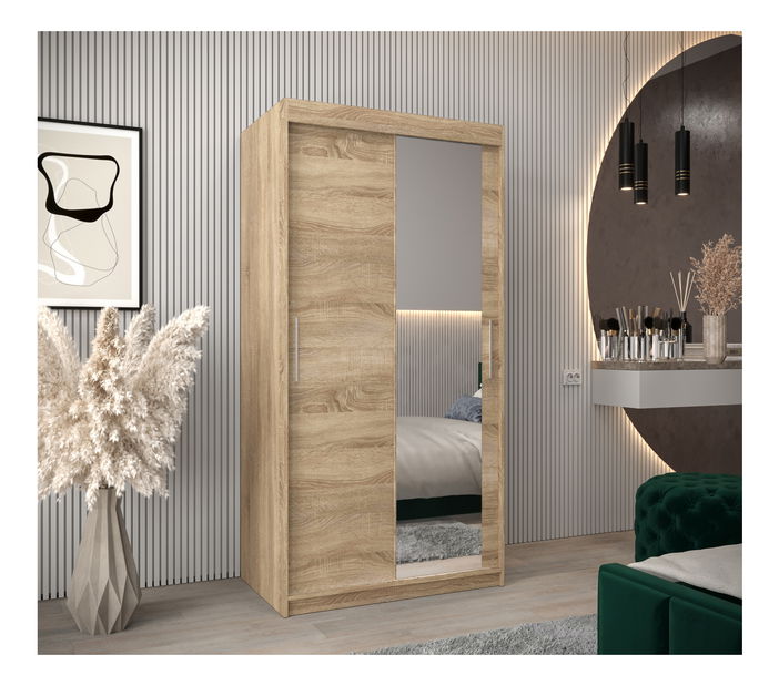 Dulap de haine 100 cm Toki 2 (stejar sonoma + stejar sonoma)