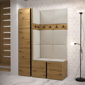 Predsoblje Timothy IX (hrast artisan + hrast artisan + crna) (Manila 02)