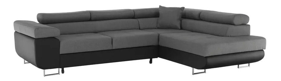 Rohová sedacia súprava Geller (P) (čierna + sivá)