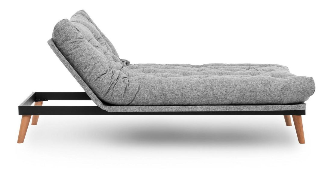 Sofa na razvlačenje Sakotta (svijetlosiva + drvo)