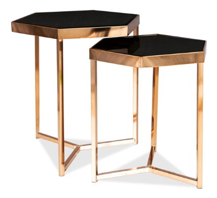 Set 2 buc. mese de cafea Marlyn (negru + auriu)