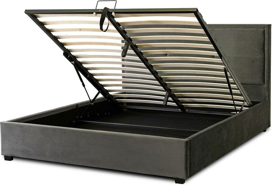 Pat matrimonial 160 cm Acompanaba (gri) (cu somieră) (cu sp. depozitare)