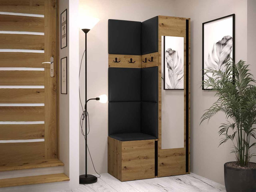Mobilier hol Tovenaz XXV (stejar artisan + negru)
