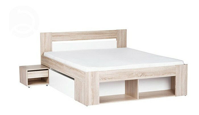 Pat matrimonial 140 cm Milo (cu somieră și noptieră) MOB 4027