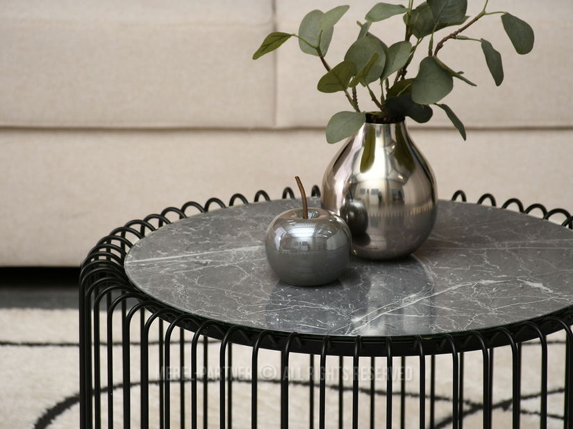 Konferenčný stolík Nils M (sivý mramor + čierna)
