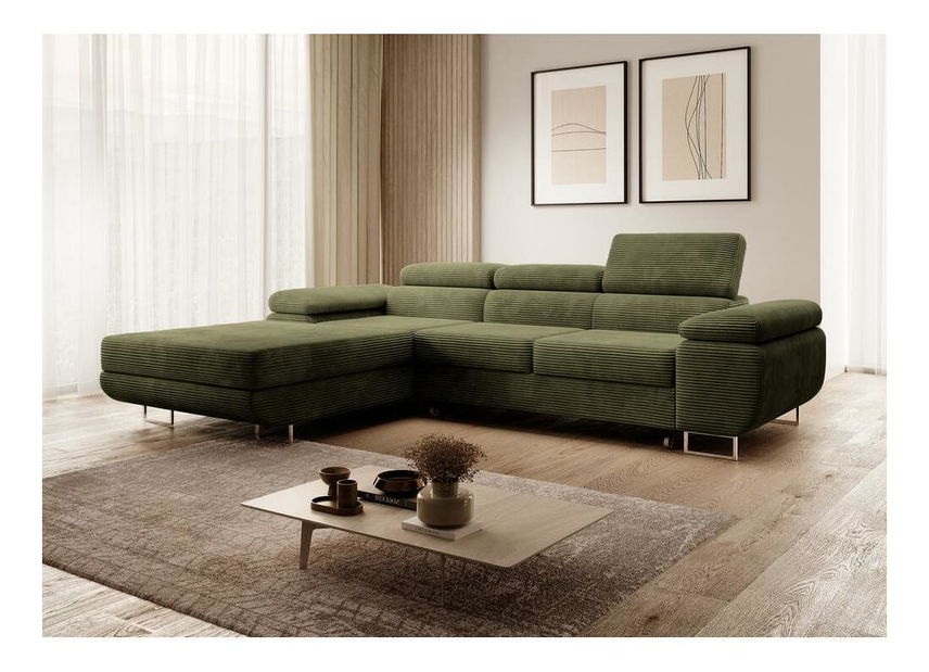 Kutna garnitura Grande (L) (maslinasto zelena + krom)