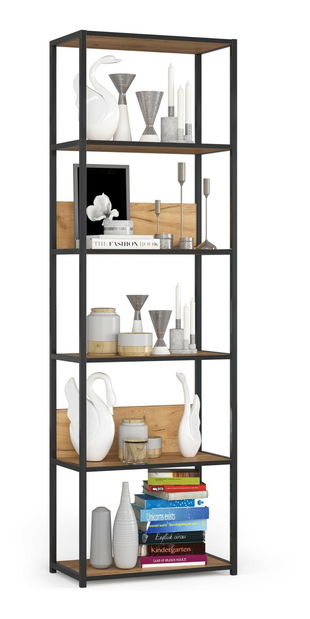 Regál Loriana III (čierna + dub craft)