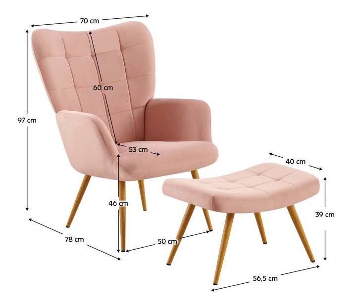 Cu suport picioare Halago (roz + stejar) 