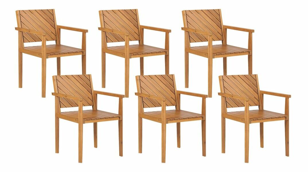 Set 6 ks záhradných stoličiek Blas (svetlé drevo)