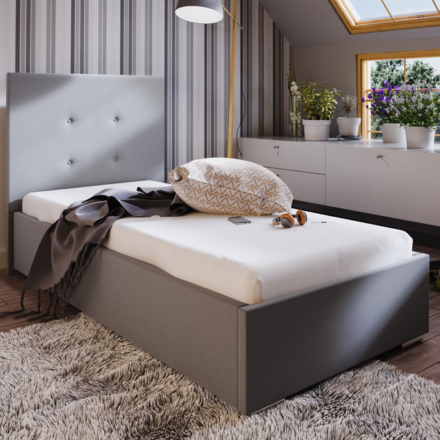 Pat de o persoană 90 cm Foxxie 1 (gri)