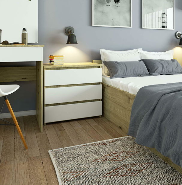 Comodă Cleania CL3 (stejar artisan + alb)