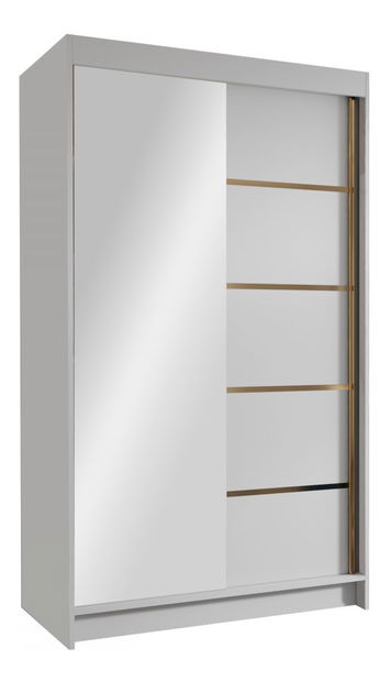 Dulap de haine cu uși culisante Monata III 100 (Alb + Negru + auriu) (cu oglindă)