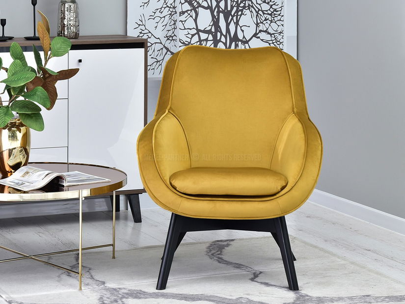 Dizájnos fotel Merch (arany + fehér)