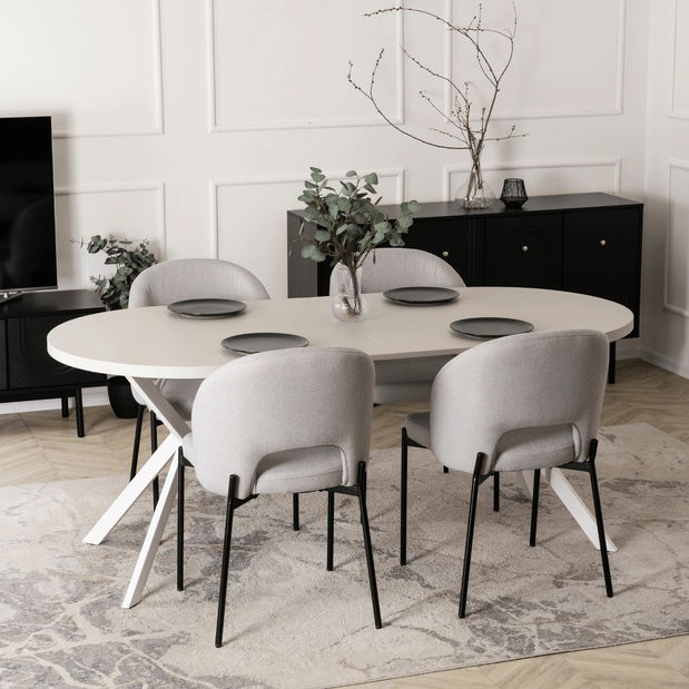 Rozkladací jedálenský stôl Localizado (kašmír + biela) (pre 4-6 osôb)