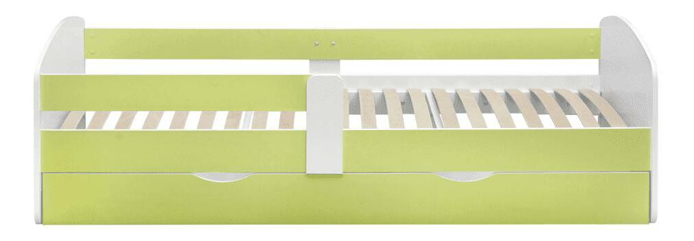 Pat de o persoană 90 cm Carecen (verde + alb) (cu somieră) (cu sp. depozitare)