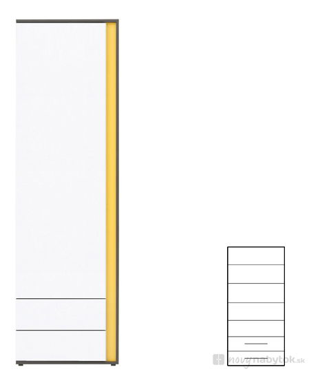 Policová skriňa BRW Graphic REG1D2SL lesk biely