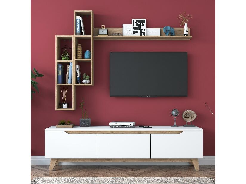 Mobilier living Mitevu 2 (alb + Nuc) 