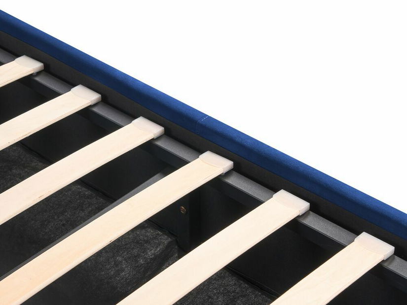 Pat matrimonial 140 cm Rhett (albastru) (cu somieră și sp. depozitare)