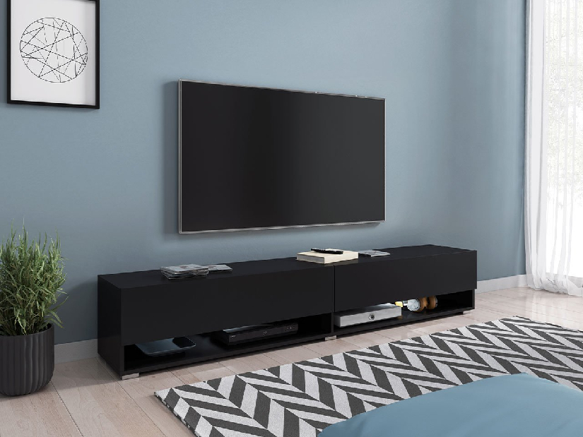 TV asztal/szekrény Aldesia 180 (fekete grafit) (RGB LED világítás színes)