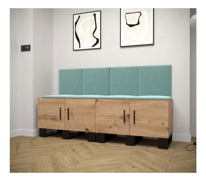 Set mobilier pentru hol Amanda 20 (Stejar artisan + verde)