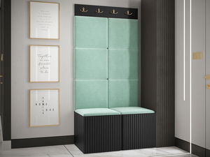 Mobilier hol Tewarota Slim IV (Negru + verde deschis) 