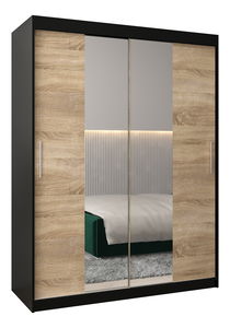 Dulap de haine 150 cm Toki 1 (negru mat + stejar sonoma)