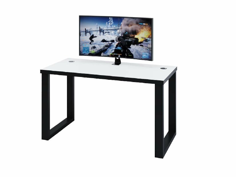 Masă PC gaming Gamer S (Alb + Negru) (fără iluminat)