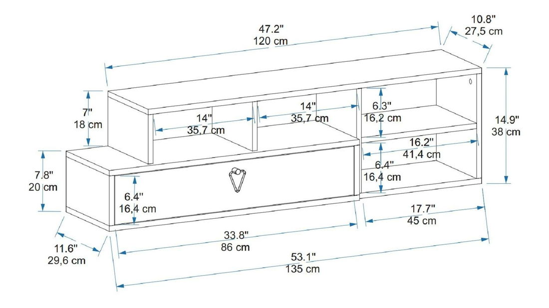 Masă TV/Dulap Nululo (Nuc deschis + antracit) 