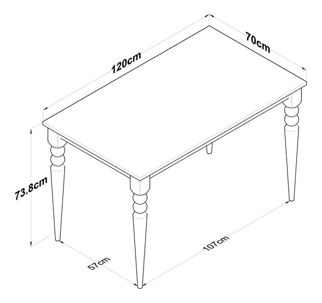 Masă sufragerie Jared 104 (pentru 2 persoane) (nuc + alb)