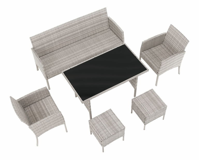 Vrtni set od ratana LELON (svijetlosiva) (za 4 do 6 osoba)