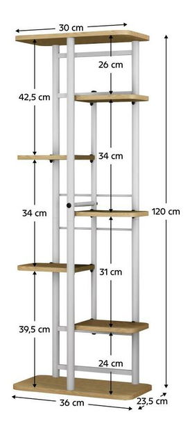 Stalak za cvijeće Laban 3 (hrast sonoma + bijela) 
