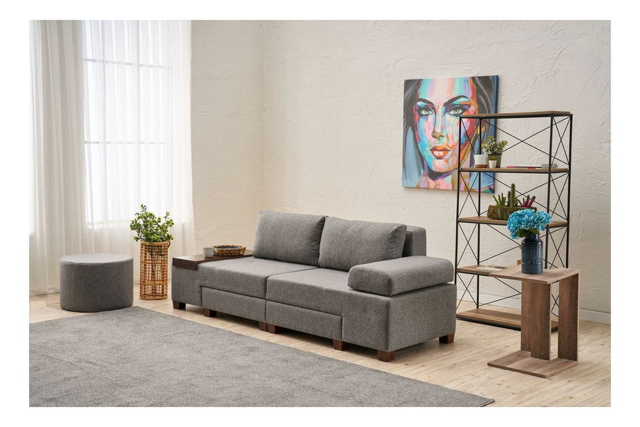 Canapea extensibilă Perenilla L (gri + Nuc)