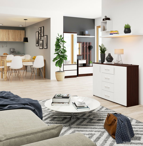 Fiókos komód Kiran (wenge + fehér)