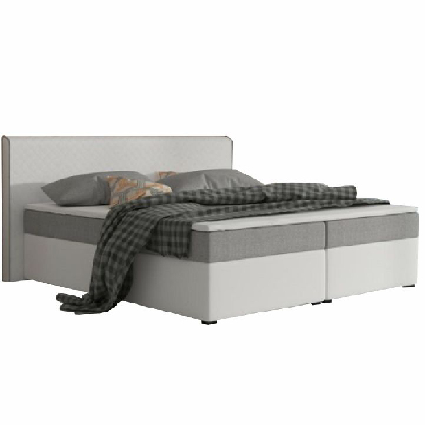 Boxspring Franciaágy 180 cm Namakyra Mataukomfort Visco (fehér + szürke) (matraccal és ágyráccsal)