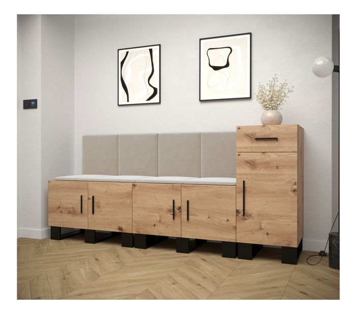 Set mobilier pentru hol Amanda 17 (Stejar artisan + bej)