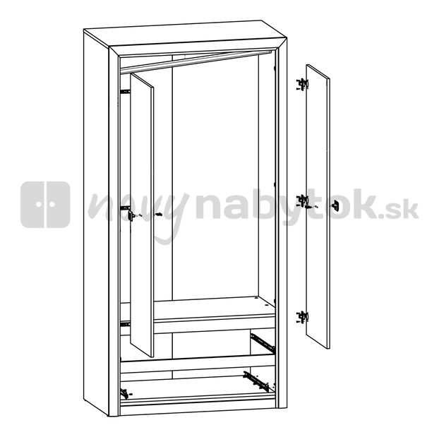 Šatníková skriňa BRW Koen SZF2D2S