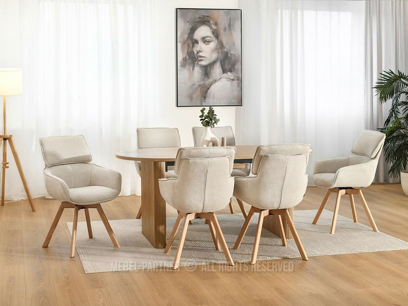 Stolica Doris (bež + hrast)