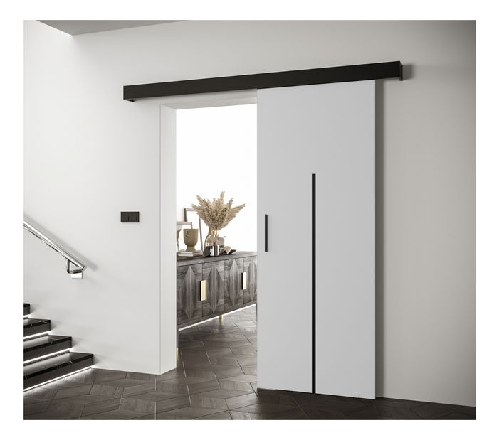 Posuvné dvere 90 cm Sharlene X (biela matná + čierna matná + čierna)