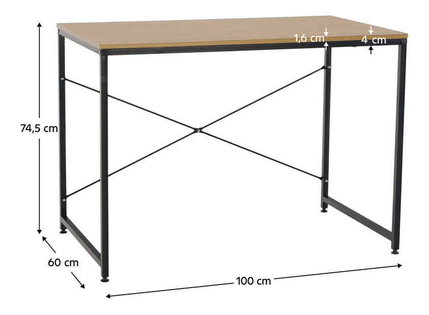 Masă de scris Bazzi TYP 2 (stejar + negru)