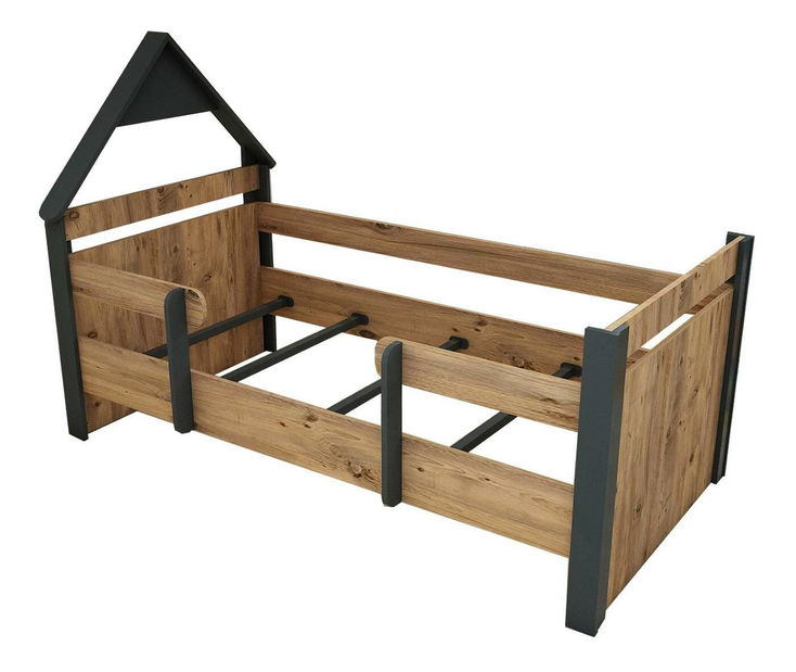 Jednolôžková posteľ 100 cm Nilili 4 (borovica atlantická + antracit) (s roštom)